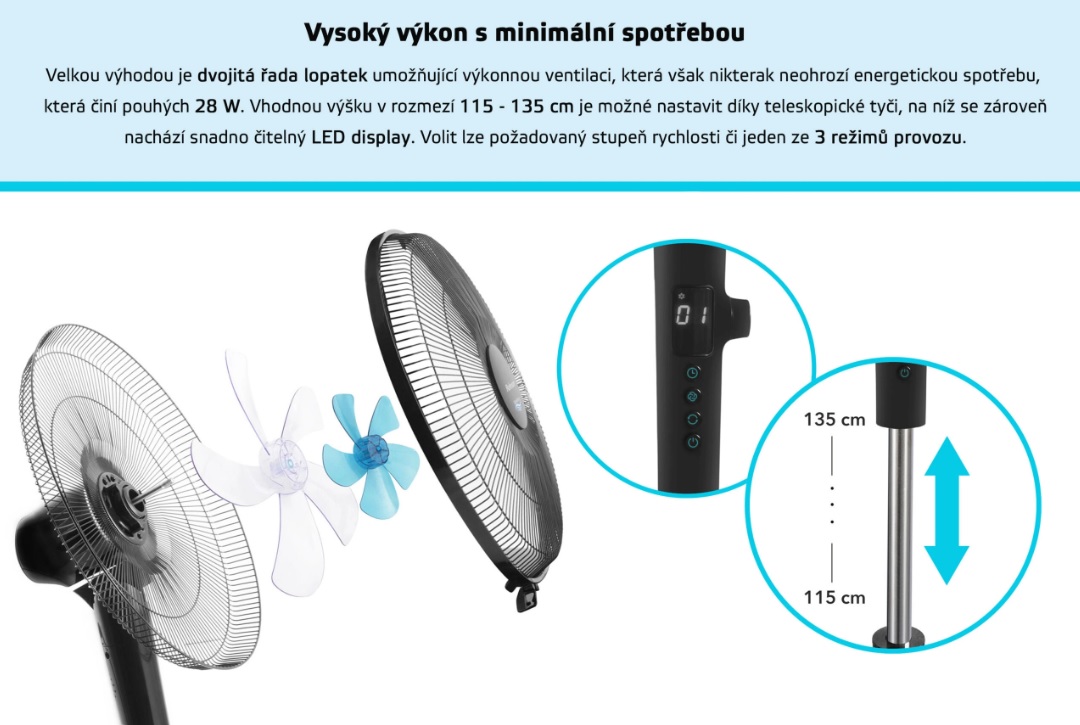 Rohnson Stojanový ventilátor s diaľkovým ovládaním Silent Breezer R-8600 1